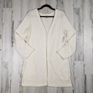 NWT Ambrielle Pristine Ivory Super Soft Open Front House Coat Women's Size Small